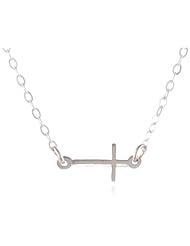 Small Sideways Cross Pendant Necklace, 18"