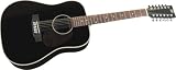 Rogue Herringbone 12-String Acoustic Guitar, Black