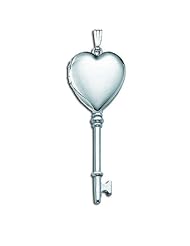 14k White Gold KEY Locket 1/2 inch x Over1-1/4 inch in Solid 14K White Gold
