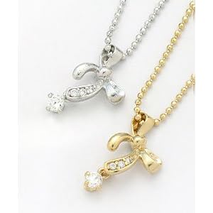 【クリックで詳細表示】1粒下がりメタルリボンネックレス ゴールド