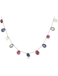 Margo Morrison New York Faceted Pink and Blue Multi-Color Sapphire Teardrop Necklace, 17"