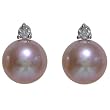 Natural Lavender 7.5-8mm Orbital Diamond 14k White Gold Cultured Pearl Stud Earrings - Dahlia Classic Collection Natural Lavender 7.5-8mm Orbital Diamond 14k White Gold Cultured Pearl Stud Earrings - Dahlia Classic Collection