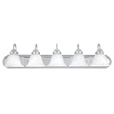 Capital Lighting 1035CH-118 5-Light Vanity Fixture, Chrome Finish with Faux White Alabaster Glass Shades