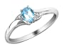 Blue Topaz Ring with Diamonds in 10K White Gold, Size 5.5