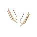 Humble Chic Women's Olive Leaf Ear Crawlers Tiny Delicate Branch Stud Earrings
