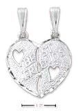 Sterling Silver Best Friends Broken Heart With Two Open Hearts Charm