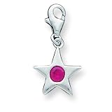 Sterling Silver July CZ (Cubic Zirconia) BirthStone Star Charm with 20 inch Sterling Silver Chain