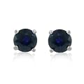 1.25 Cttw Genuine Round Sapphire Earring Stud in Sterling Silver (5mm round, 4-Prong)