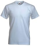 V-Neck plain blank short sleeve t-shirt White Large (41 - 43 inch chest)