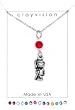 Clayvision Softball/Baseball Girl Charm Necklace with Birthstone/Team Color Swarovski Crystal
