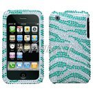 Apple Iphone 3g/3gs Zebra Skin (Silve/green) Diamante Protector Cover