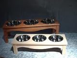 A Leg Up Three Bowl Dog Feeder-Medium-MAHOGANY FINISH