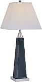 Edena Collection 1-Light 31&Atilde;&para; Black Leather Wrapped Table Lamp with Off-White Fabric Shade LS-21497