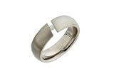 6mm D Shape Titanium Brushed Metal Ring With A Tension Set Diamond Size R