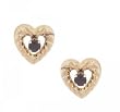 Yellow Gold Heart Stud Earrings with Sapphire Gemstones