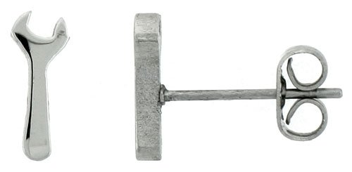 Small Stainless Steel Wrench Stud Earrings