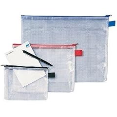 Hetzel Mesh Bag Rei�verschlusstasche DIN A5, farblos/blau, 1300256