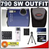 Olympus Stylus 790 SW 7.1MP Digital Camera (Blue) + Olympus 2GB xD-Picture Card + xD-Picture Card Reader/Writer + Spare Li-42B Battery for Olympus + Compact Digital Padded Carrying Case