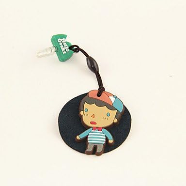XS Cartoon Rubber Boy Anti-Dust Earphone Jack with Mobil Phone Screen Cloth
