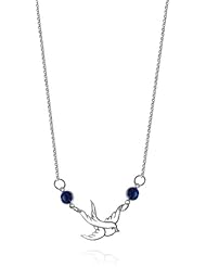 Sterling Silver Free Bird Necklace with Blue Swarovski Crystals, 20 Inch