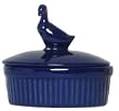 Stoneware Pottery Blue Pate Dish with Goose Top Cover 5"L, 4.75"W, 2"H Set of 2