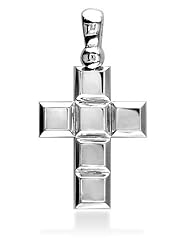 Large Size Beveled Squares Cross in Sterling Silver