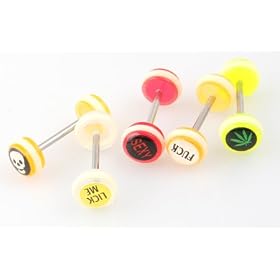 316L Surgical Stainless Steel Bar Tongue Ring - 14g / Assortment