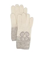 Alice Hannah Guantes de Lana Embroidery Flower Pearl (Blanco Roto / Gris)