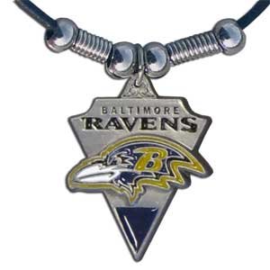 Baltimore Ravens Leather Necklace Beads & Pewter Pendant – NFL Football Fan Shop Sports Team Merchandise