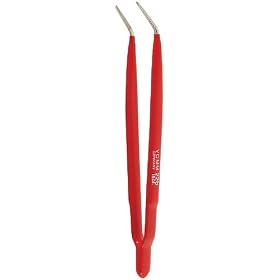 Wiha 49157 Isolated Tweezers with Dipped Handles, Narrow Pointed, Bent, Isolated Serrated