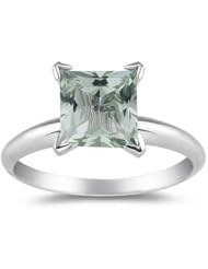 1.41 Cts Green Amethyst Solitaire Ring in 14K White Gold