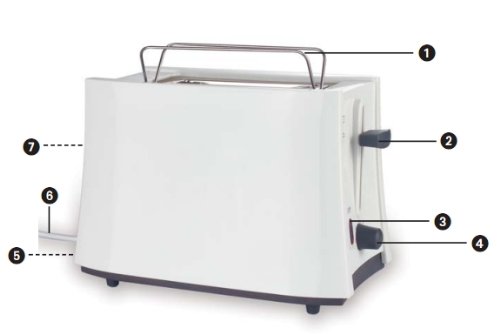weisser Toaster mit Brötchen Halter und Indikationsleuchte 