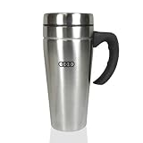 Audi Brushed Stainless Steel with Rubber Handle Coffee Mug, Official Licensed by Audi