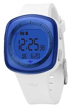 Adidas #ADH6024 Unisex Tokyo White Neon Blue Digital Sports Watch
