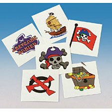 Childrens Toyshop  Toys : Pirate Tattoos - 36 pieces