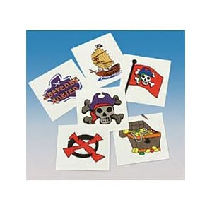 36 Assorted Pirate Party Tattoos by