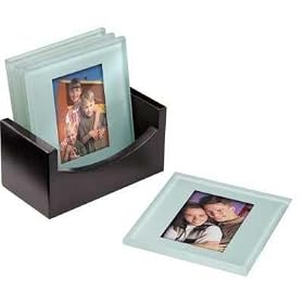 Cherished Accents Glass Photo Picture Frame Coaster Set