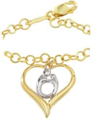 10K Yellow-Gold Heart Shaped Mother And Child ; Bracelet by US Gems