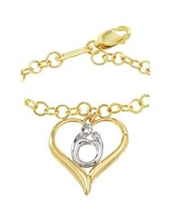 CleverEve Designer Series 10K Yellow Gold 1.60 grams Heart Shaped Mother & Child Bracelet 7.5"