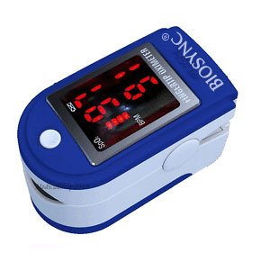 Biosync Finger Pulse Oximeter & Heart Rate Monitor w/ Instructions, Lanyard & Case - Dark Blue