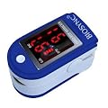 Biosync Finger Pulsoximeter & Herzfrequenzmesser mit Anleitung, Lanyard & Trittfest Fall, dunkelblau