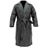 Genuine leather Trench Coat Style (Black/Large)