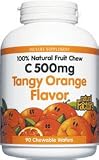 Natural Factors Vitamin C Tangy Orange Chewables 500mg Wafers, 90-Count