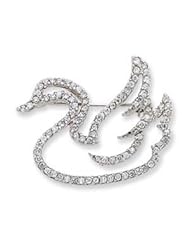 Sterling Silver CZ Swan Slide & Pin