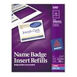 Avery White 3 x 4 Inch Name Badge Insert Refills 300 Count