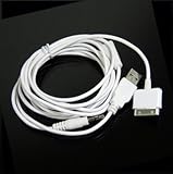 Bluecell 5ft iPhone/iPad 2 in 1 Audio 3.5mm AUX (Auxiliary) and Sync Cable  ....