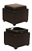 New Pacific Direct Cameron Square Leather Ottoman, Brown