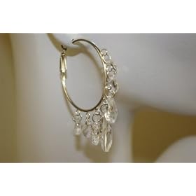 Saka's Silver Toned Dangling Acrylic Beads Hoop Earrings