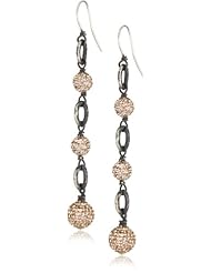 Deanna Hamro Atelier Mini Triple Light Peach Pave Ball Link Drop Earrings