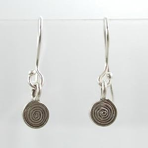 Round Spiral or Swirl Dangle Earrings in Sterling Silver, #9487